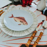 Set de Vajilla Acapulco para 4 Personas con Platos Trinche Rayas Gris Plata, Platos Ensalada Pez (8 piezas)