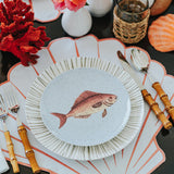 Set de Vajilla Acapulco para 4 Personas con Platos Trinche Rayas Gris Plata, Platos Ensalada Pez (8 piezas)