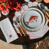 Set de Vajilla Acapulco para 4 Personas con Platos Trinche Rayas Gris Plata, Platos Ensalada Pez (8 piezas)