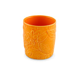 Vaso bajo para agua de cerámica naranja con decoración de naranjas, de la colección Carmen de Bordallo Pinheiro