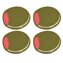 Cocteleras en Forma de Aceituna en Loneta de Algodón Color Olivo. Set de 4 Cocteleras en Forma de Aceituna en Loneta de Algodón Color Olivo. Set de 4