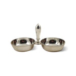 Botanero o bandeja de servicio con 2 compartimentos de plata