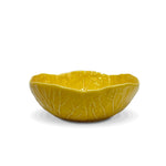 Bowl de cerámica color amarillo en forma de hoja de repollo, marca Zash