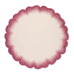 Mantel Individual Vivi en lino rosa con orilla bordada en rosa oscuro con pelitos, marca Zash