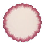 Mantel Individual Vivi en lino rosa con orilla bordada en rosa oscuro con pelitos, marca Zash