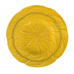 Set de vajilla con platos trinche y platos para ensalada de cerámica color amarillo, en forma de hojas de repollo, marca Zash