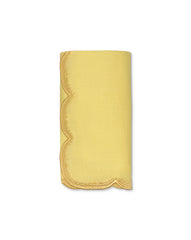 Servilletas Vivi en Lino Amarillo con Bordado de Pelitos. Set de 4 Servilletas Vivi en Lino Amarillo con Bordado de Pelitos. Set de 4