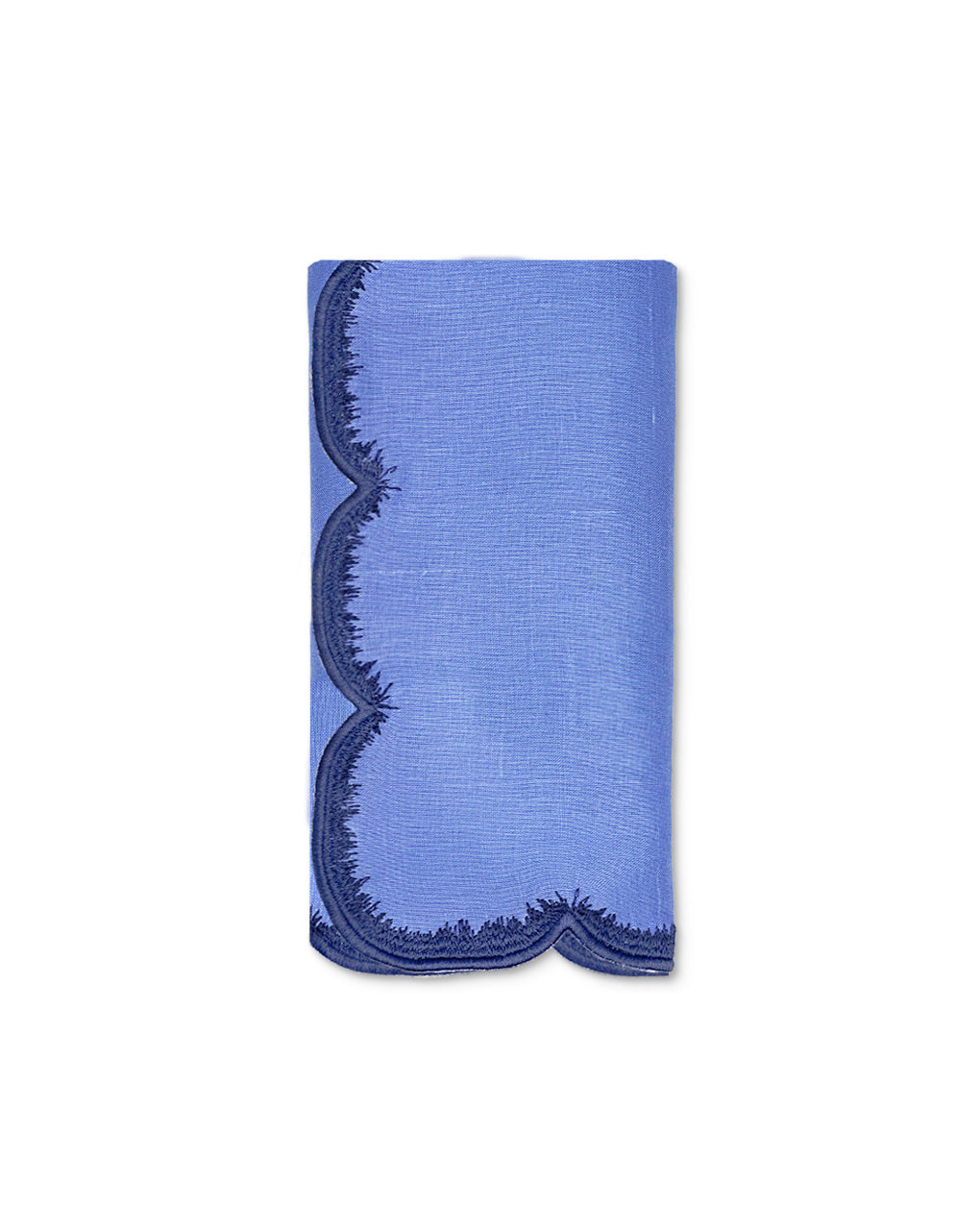 Servilleta de lino azul con bordado de pelitos. marca Zash