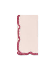 Servilletas Vivi en Lino Rosa con Bordado de Pelitos. Set de 4 Servilletas Vivi en Lino Rosa con Bordado de Pelitos. Set de 4