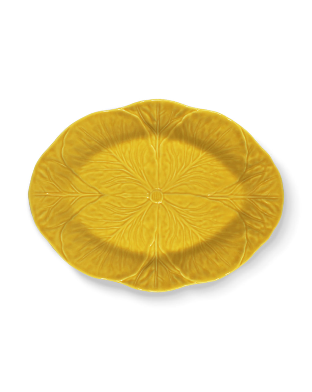 Platón para servir de 32 cm de cerámica color amarillo en forma de hojas de repollo, marca Zash