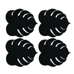 Cocteleras Tropic de Hoja en Lino Negro con Orilla Bordada. Set de 4 Cocteleras Tropic de Hoja en Lino Negro con Orilla Bordada. Set de 4