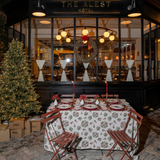 Set Completo de Vajilla Red Bird para 4 Personas con Platos Trinche con Ondas y Cerezas Navideñas, Platos de Ensalada con Cardenal y Platos de Pan con Guirnalda Verde