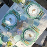 SPRING BUNNY ZASHPACK: Platos Ensalada Conejo con Servilleta Conejo Listón Verde