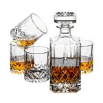 Licorera con vasos de cristal cortado marca Vista Alegre