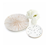 Set de Vajilla Golden Star con 4 Platos Trinche de Rayas Doradas, 4 Platos de Pan de Estrella, 8 piezas en total