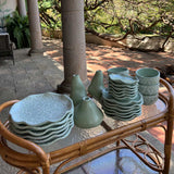 Set Completo de Vajilla Talavera Verde. Para cuatro lugares.