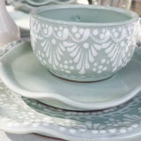 Set Completo de Vajilla Talavera Verde. Para cuatro lugares.