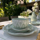 Set Completo de Vajilla Talavera Verde. Para cuatro lugares.