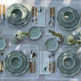 Set Completo de Vajilla Talavera Verde. Para cuatro lugares.