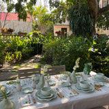 Set Completo de Vajilla Talavera Verde. Para cuatro lugares.