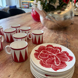 Tazas Espresso con Plato Identidad Rojo. Set de 4