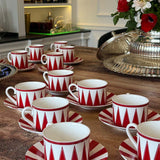 Tazas Espresso con Plato Identidad Rojo. Set de 4