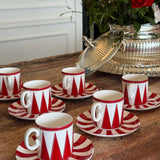 Tazas Espresso con Plato Identidad Rojo. Set de 4