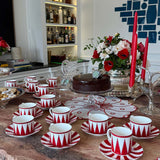 Tazas Espresso con Plato Identidad Rojo. Set de 4