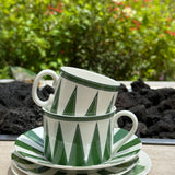 Tazas Espresso con Plato Identidad Verde. Set de 4