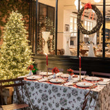 Set Completo de Vajilla Red Bird para 4 Personas con Platos Trinche con Ondas y Cerezas Navideñas, Platos de Ensalada con Cardenal y Platos de Pan con Guirnalda Verde