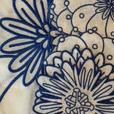 Coasters Identidad en Lino Blanco con Bordado de Biznaga, Paciflora y Dalia Azules. Set de 4