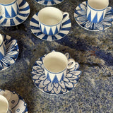 Tazas Espresso con Plato Identidad Azul. Set de 4