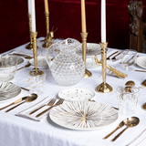 Set de Vajilla Golden Star con 4 Platos Trinche de Rayas Doradas, 4 Platos de Pan de Estrella, 8 piezas en total