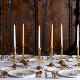 Set de Vajilla Golden Star con 4 Platos Trinche de Rayas Doradas, 4 Platos de Pan de Estrella, 8 piezas en total