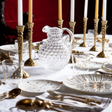 Set de Vajilla Golden Star con 4 Platos Trinche de Rayas Doradas, 4 Platos de Pan de Estrella, 8 piezas en total