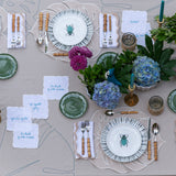 Set de Vajilla Mérida para 4 personas con Platos Trinche Rayas Verdes, Platos Ensalada Escarabajo, Platos Pan Verde Guirnalda Blanca  (12 Piezas)