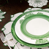 Individuales Identidad en Lino Blanco con Bordado de Biznaga en Verde. Set de 4