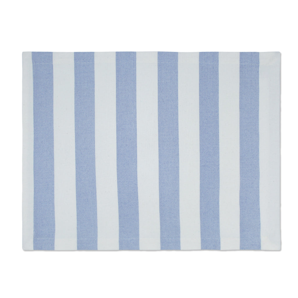 Mantel individual de rayas azules de loneta de algodón prelavada
