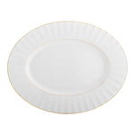 Platón de servir ovalado de 36 cm de porcelana blanca con filo de oro de 24 k de la Colección de Aniversario de 200 años de Vista Alegre
