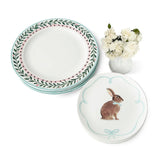 Set de Vajilla con 4 Platos Trinche de Guirnalda con Borde de Flores con 4 Platos de Ensalada con Conejo.
