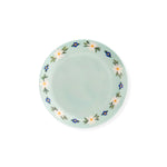Plato de Pan o Postre de Porcelana en Verde Menta con Guirnalda de Flores, Marca Zash