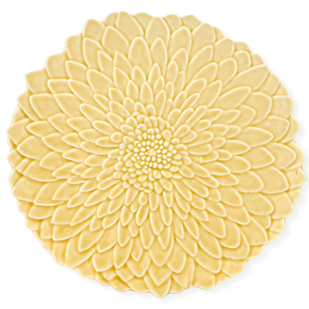 Plato de servir de cerámica amarilla en forma de flor Dalia, marca Zash