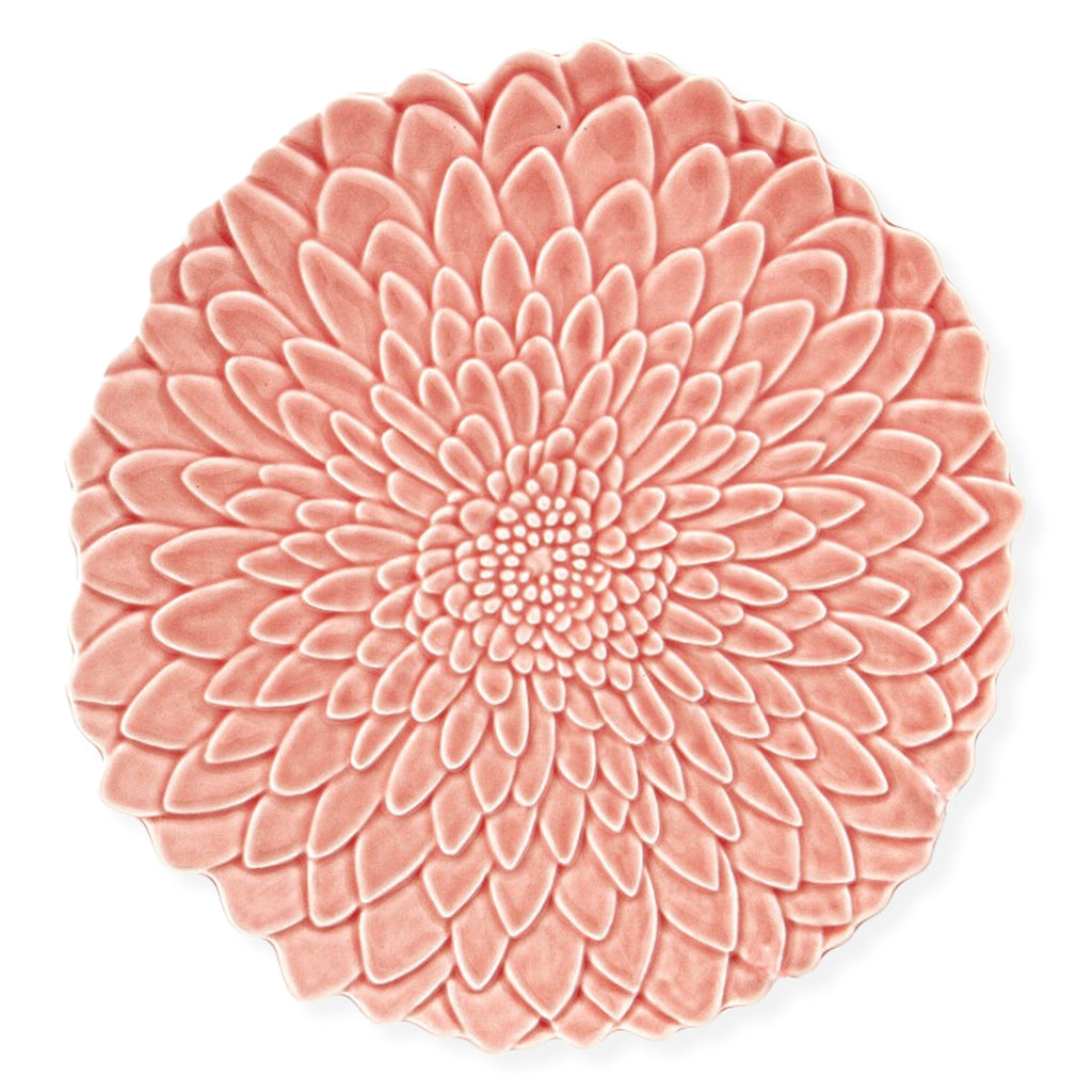 Plato para servir, platón grande en forma de flor Dalia color rosa, de cerámica, marca Zash