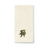Servilleta de lino color arena con bordado de olivos, marca Zash