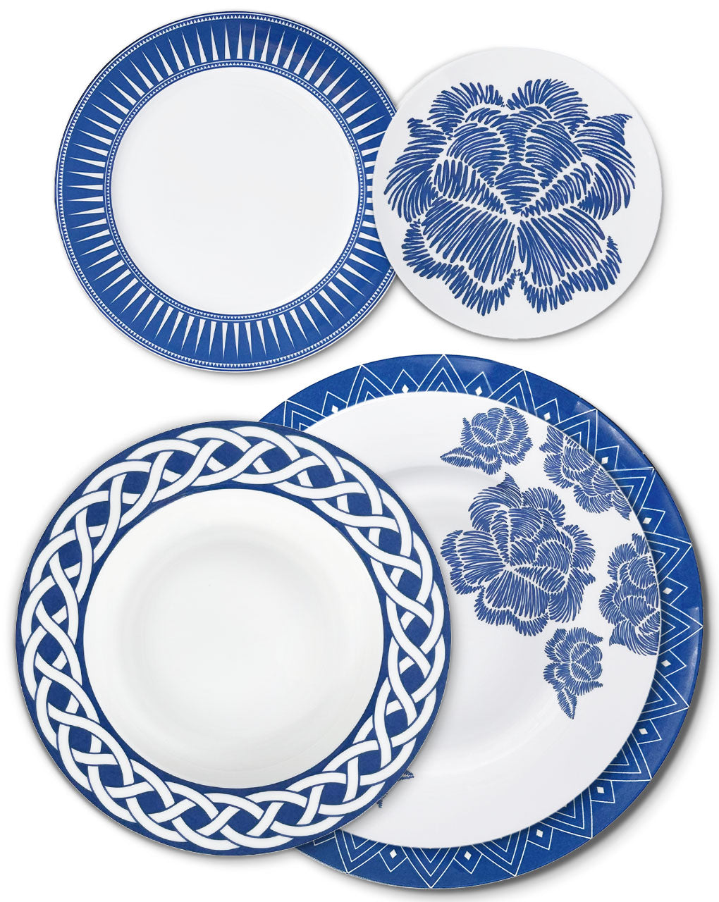 Set completo de Vajilla Identidad en color Azul, diseñado por Sofía Aspe Interiorismo para Zash