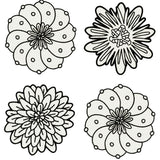 Set de 4 Coasters Identidad en Lino Blanco con Bordado de Biznaga, Paciflora y Dalia Negras, diseñado por Sofía Aspe Interiorismo para Zash