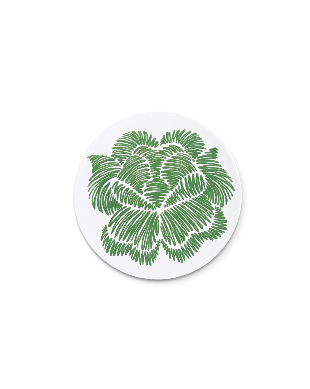 Plato de pan de porcelana blanca con flor en verde, de la colección Identidad de Sofía Aspe Interiorismo para Zash