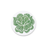 Plato de pan de porcelana blanca con flor en verde, de la colección Identidad de Sofía Aspe Interiorismo para Zash