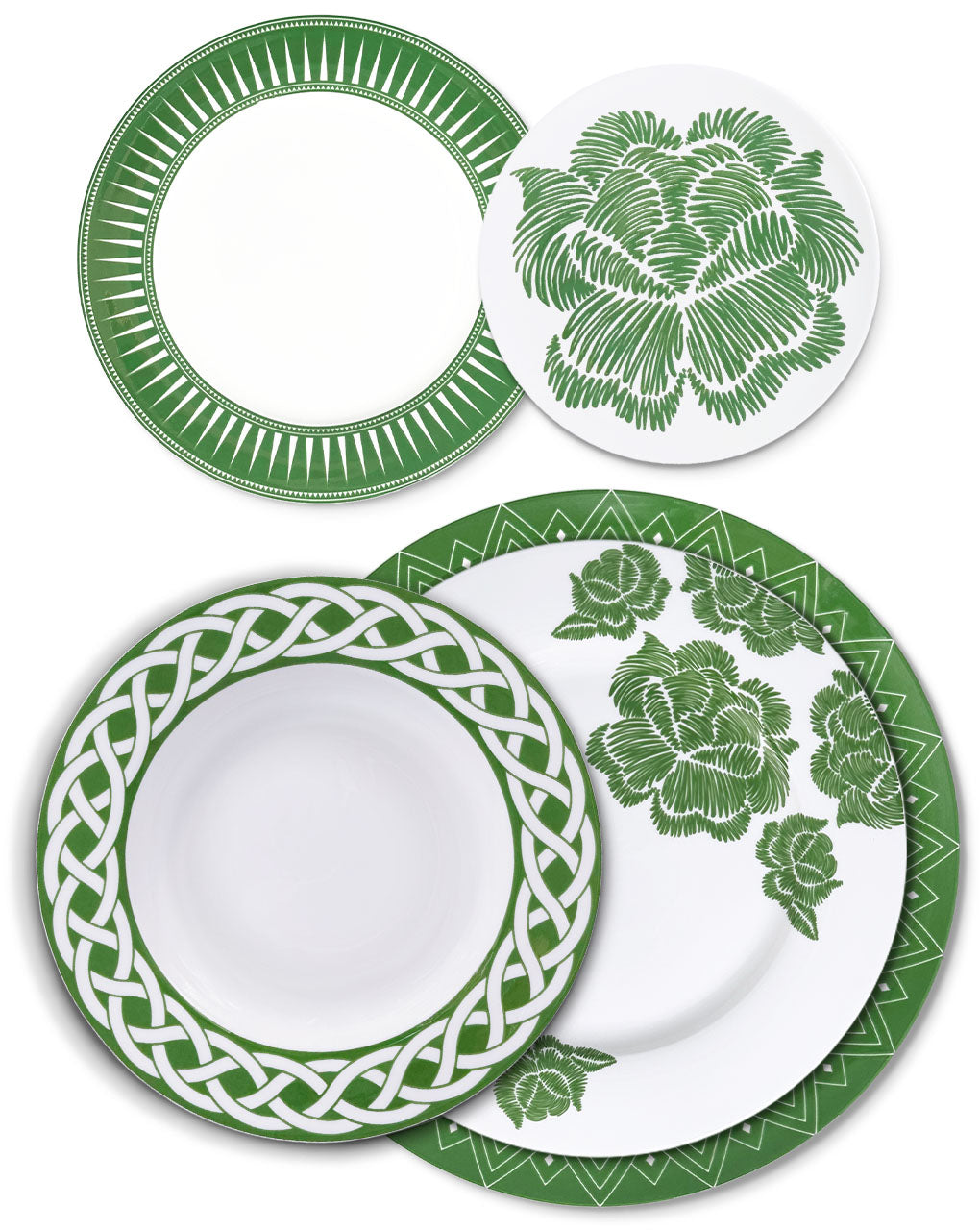 Set completo de vajilla Identidad en Verde, diseñada por Sofía Aspe Interiorismo para Zash