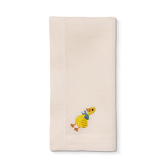 Servilleta Easter en Lino Ivory con Bordado de Pato. Set de 4 Servilleta Easter en Lino Ivory con Bordado de Pato. Set de 4